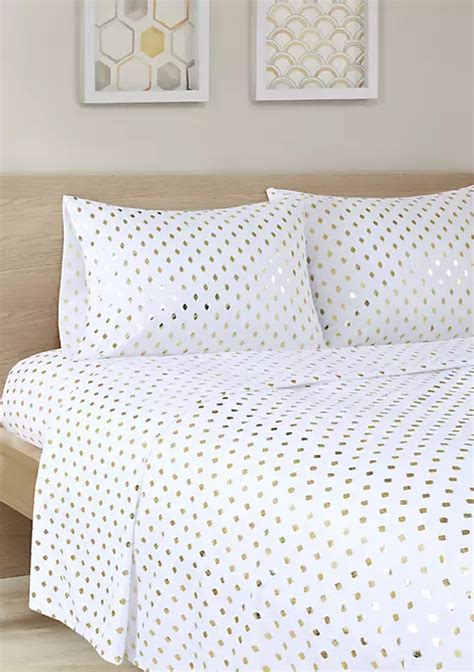 metallic dot sheet set|Intelligent Design Metallic Dot Printed Bed Sheet Set.